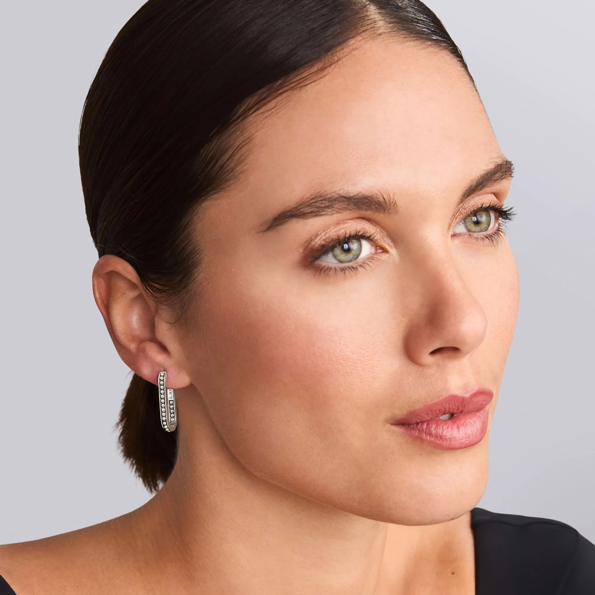 LAGOS Signature Caviar Sterling Silver Beaded Linear Hoop Earrings