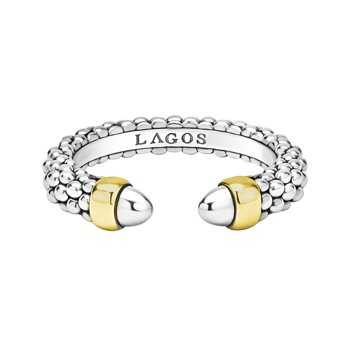 LAGOS Signature Caviar Sterling Silver & Yellow Gold Mini Versa Stacking Ring