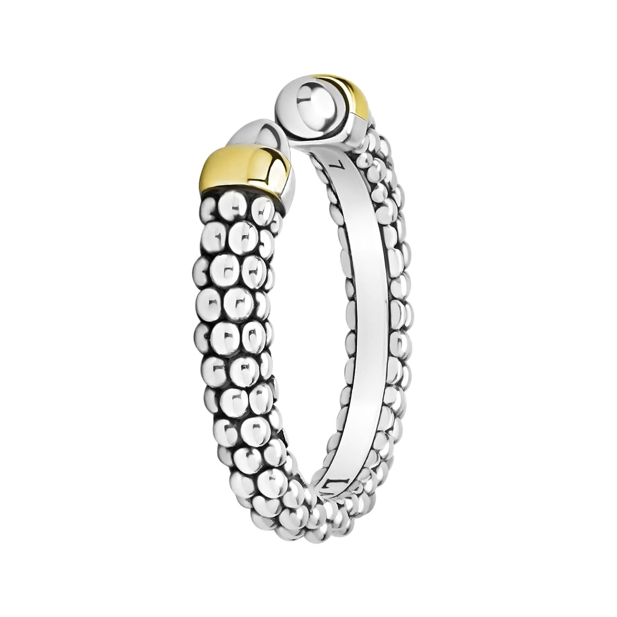 LAGOS Signature Caviar Sterling Silver & Yellow Gold Mini Versa Stacking Ring
