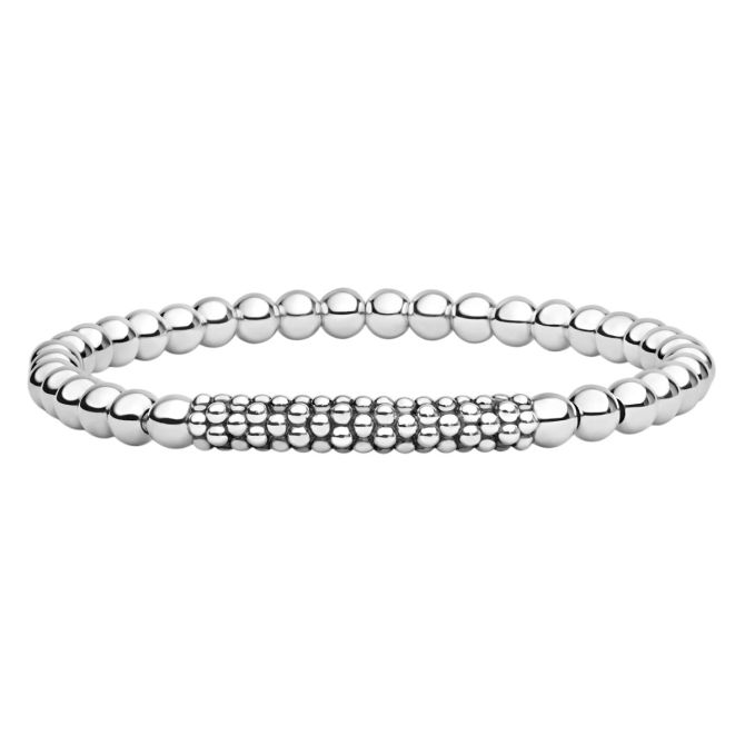 LAGOS Signature Caviar Sterling Silver Beaded Bar Stretch Bracelet, 7"