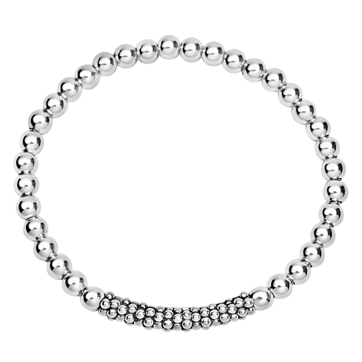 LAGOS Signature Caviar Sterling Silver Beaded Bar Stretch Bracelet, 7