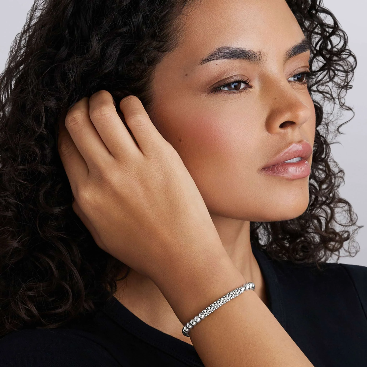 LAGOS Signature Caviar Sterling Silver Beaded Bar Stretch Bracelet, 7