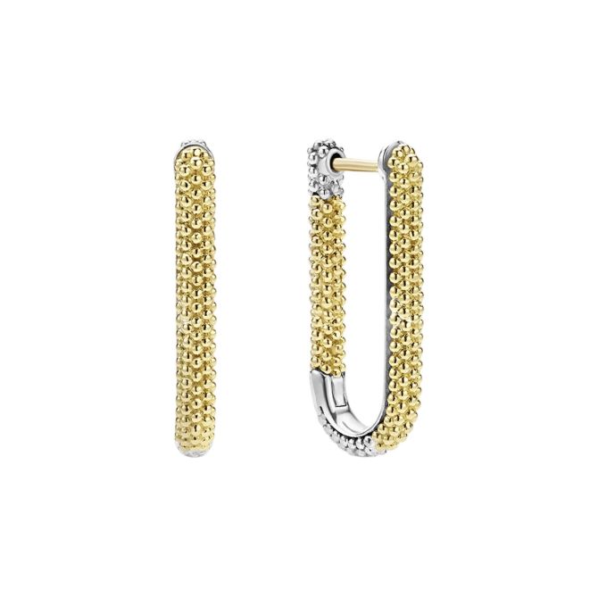 LAGOS Caviar Lux Yellow Gold & Sterling Silver Mini Caviar Beaded Hoop Earrings