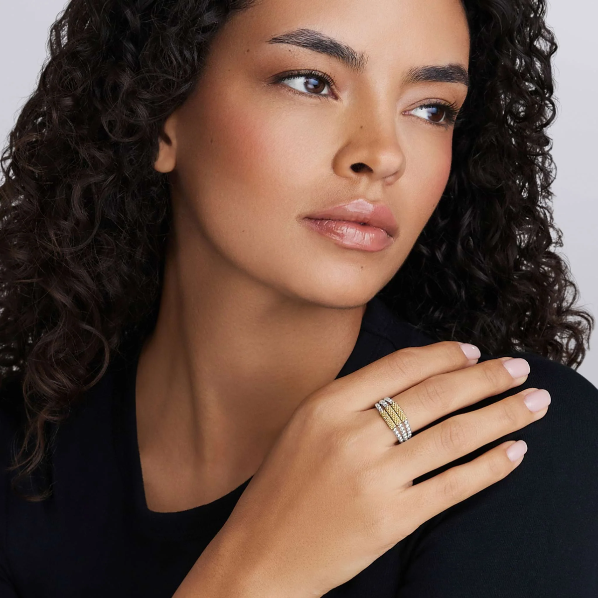 LAGOS Caviar Icon Yellow Gold & Sterling Silver 3 Row Beaded Ring