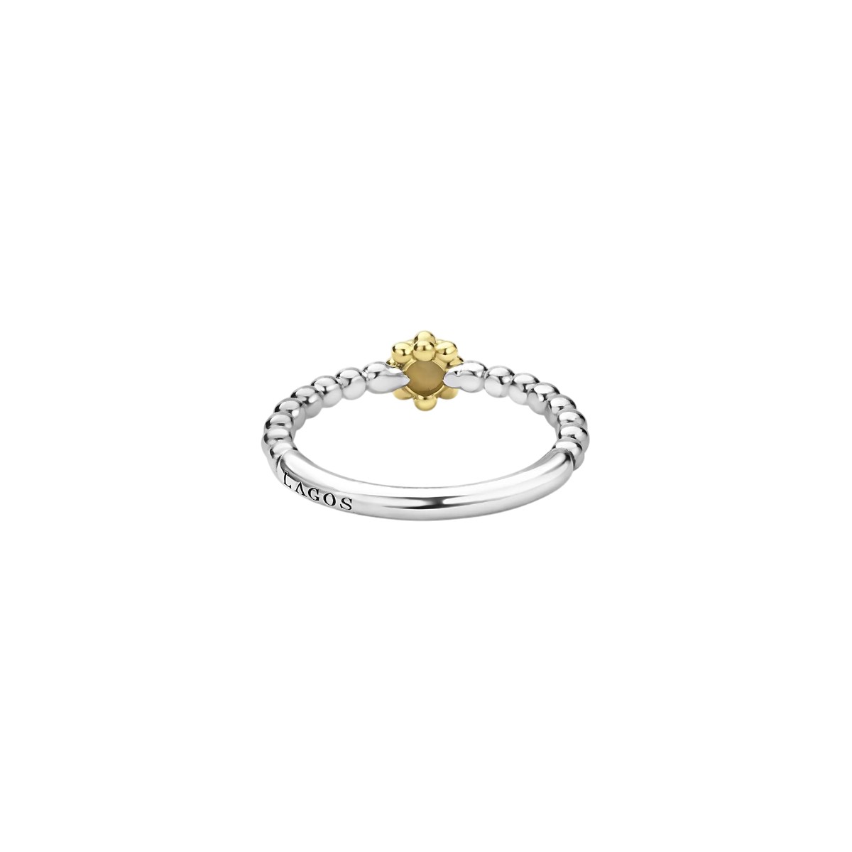 LAGOS Caviar Icon Yellow Gold & Sterling Silver Beaded Floral Stacking Ring