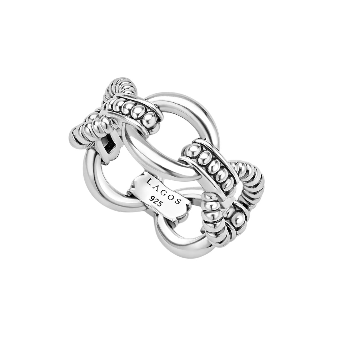 LAGOS Signature Caviar Sterling Silver Beaded Link Ring