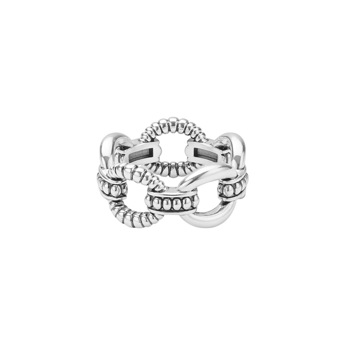 LAGOS Signature Caviar Sterling Silver Beaded Link Ring