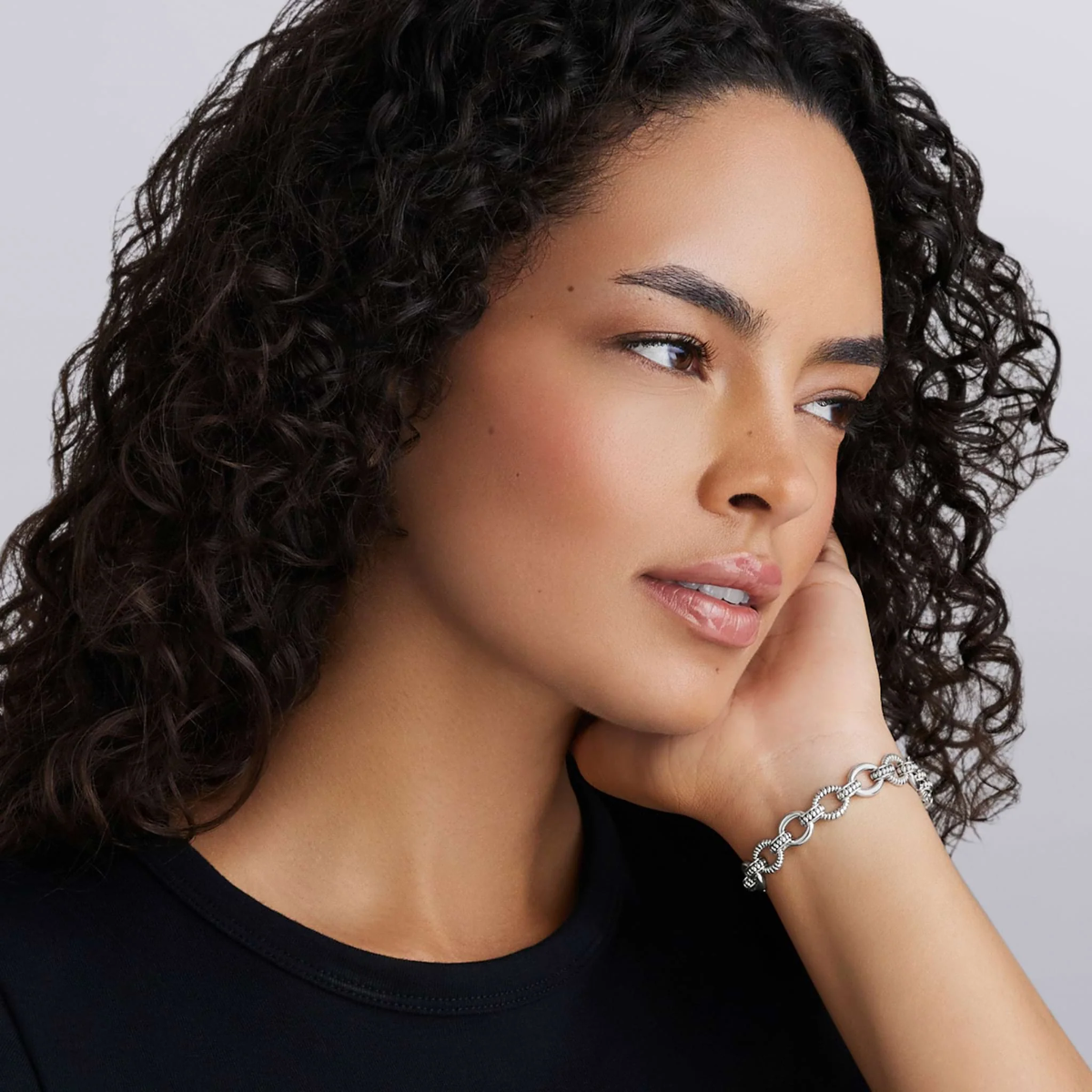 LAGOS Signature Caviar Sterling Silver Fluted Oval Link Bracelet, 7