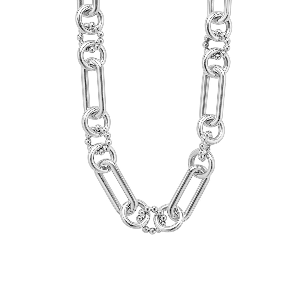 LAGOS Signature Caviar Sterling Silver Large Link Necklace, 18