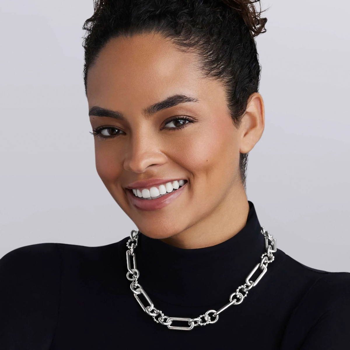 LAGOS Signature Caviar Sterling Silver Large Link Necklace, 18