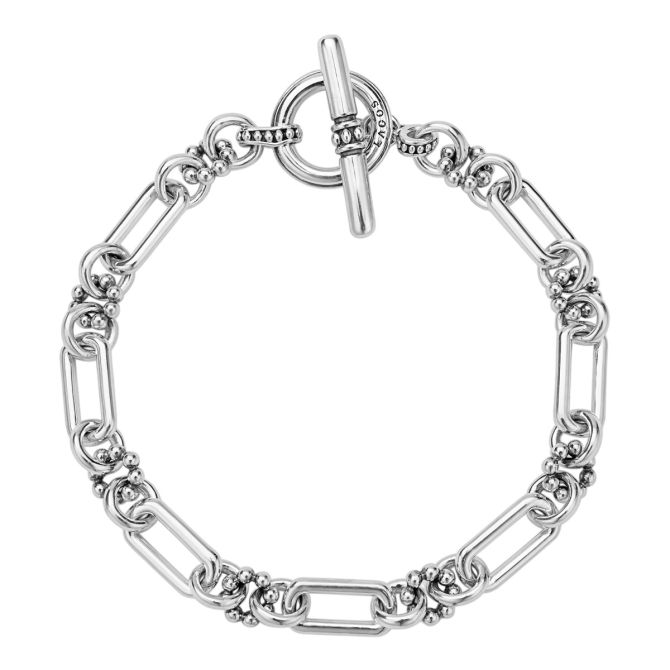 LAGOS Signature Caviar Sterling Silver Petite Link Bracelet, 7"
