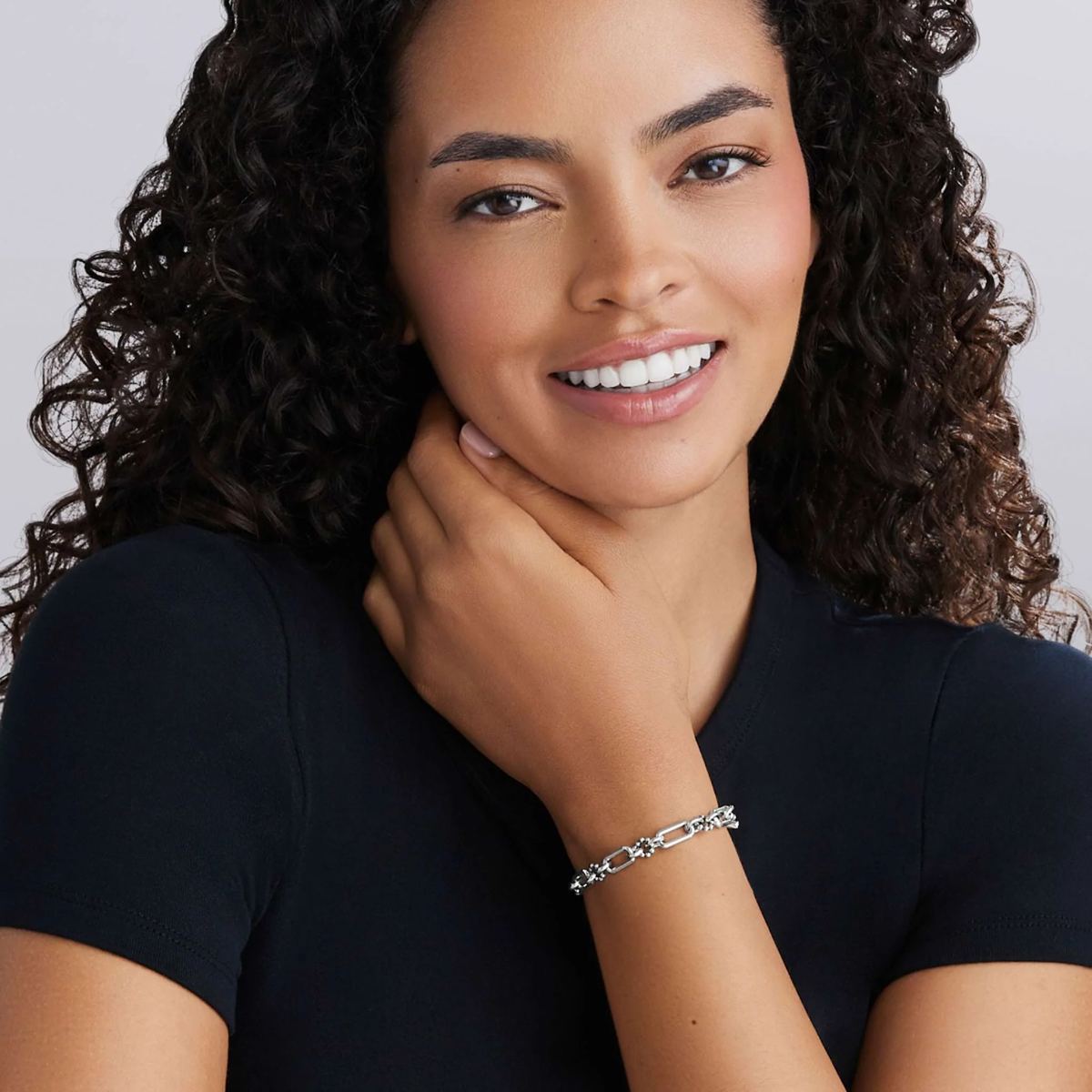 LAGOS Signature Caviar Sterling Silver Petite Link Bracelet, 7