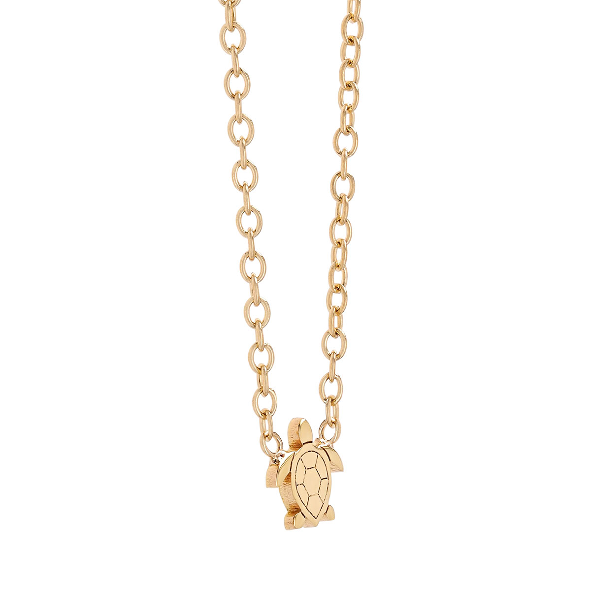 Dainty Yellow Gold Turtle Pendant, 16