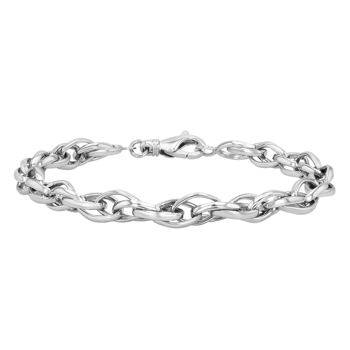 Sterling Silver Almond Link Chain Bracelet, 8.25