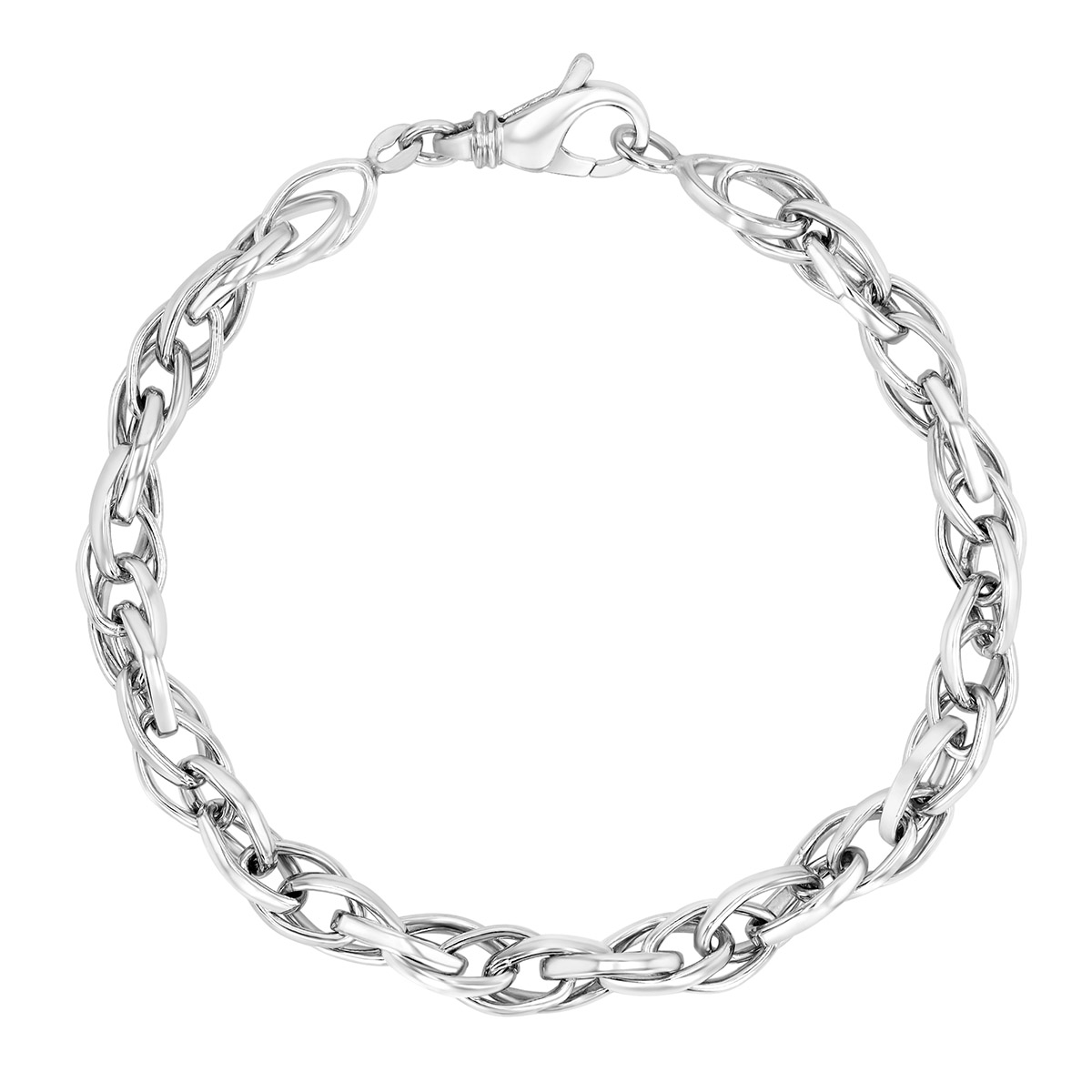 Sterling Silver Almond Link Chain Bracelet, 8.25
