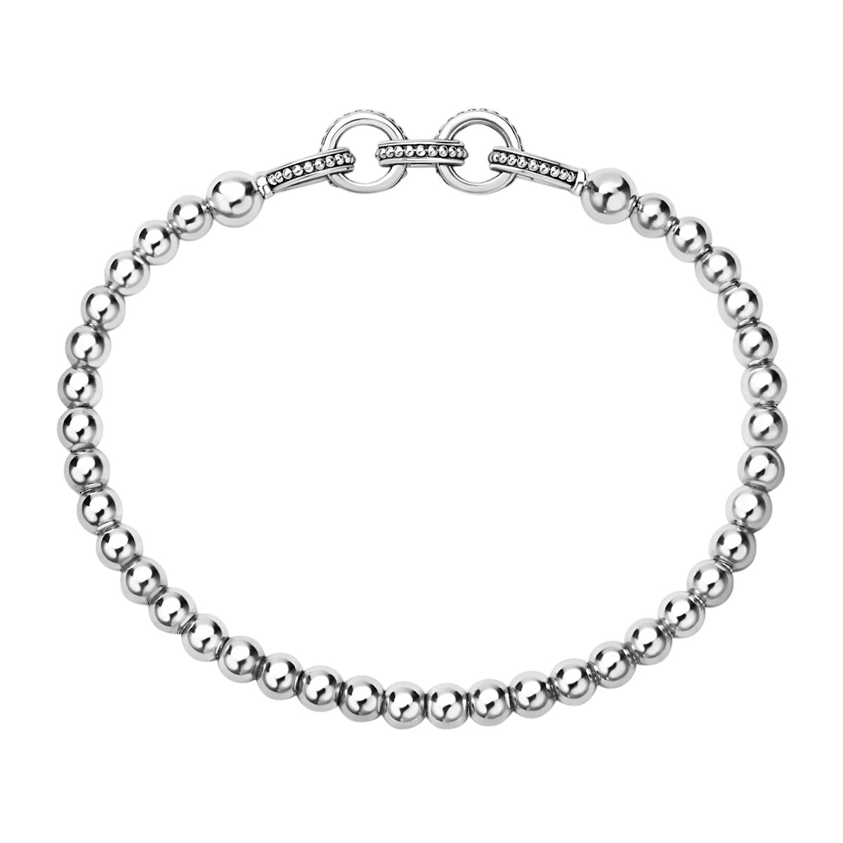LAGOS Signature Caviar Sterling Silver Ring Link Stretch Bracelet, 7