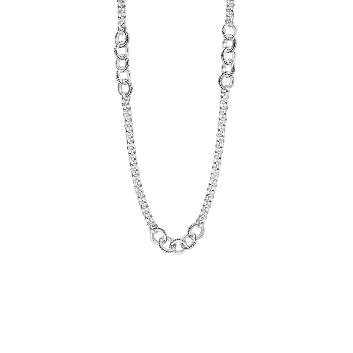 LAGOS Signature Caviar Sterling Silver Ring Link Station Necklace, 20