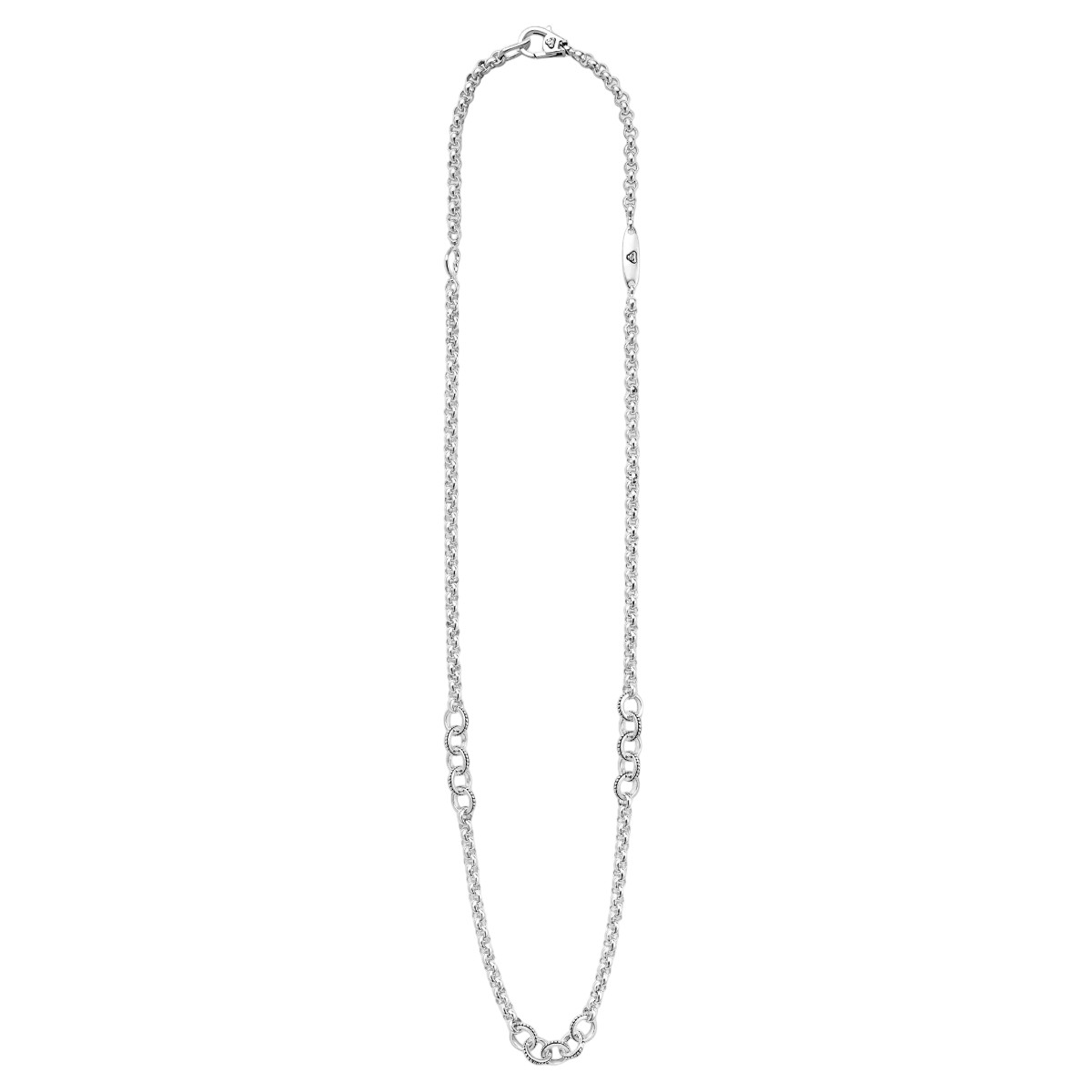 LAGOS Signature Caviar Sterling Silver Ring Link Station Necklace, 20
