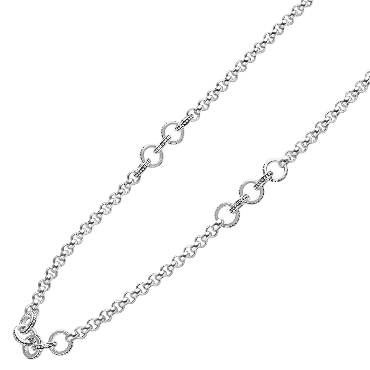 LAGOS Signature Caviar Sterling Silver Ring Link Station Necklace, 20