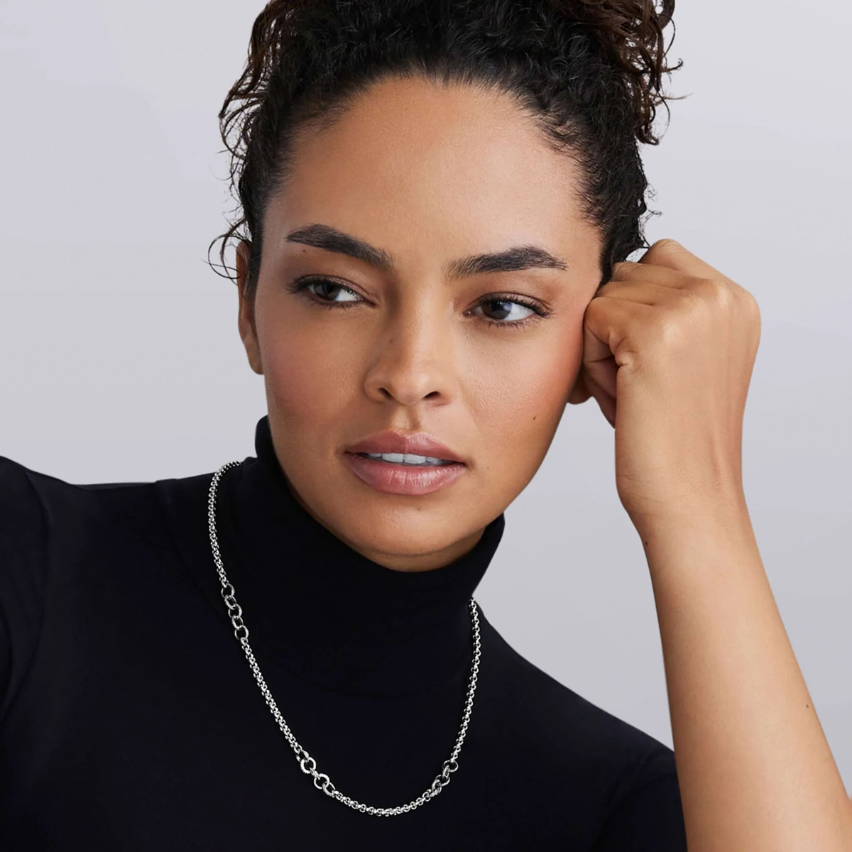 LAGOS Signature Caviar Sterling Silver Ring Link Station Necklace, 20