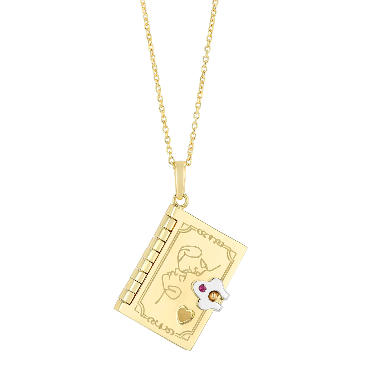 Roberto Coin Tiny Treasures Two Tone Love Story Book Necklace, 18