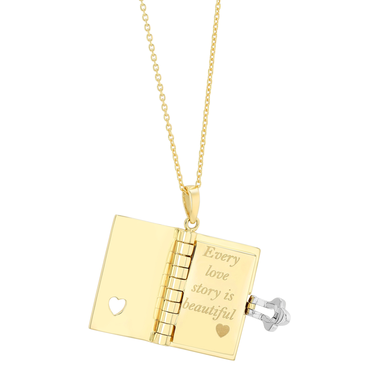 Roberto Coin Tiny Treasures Two Tone Love Story Book Necklace, 18