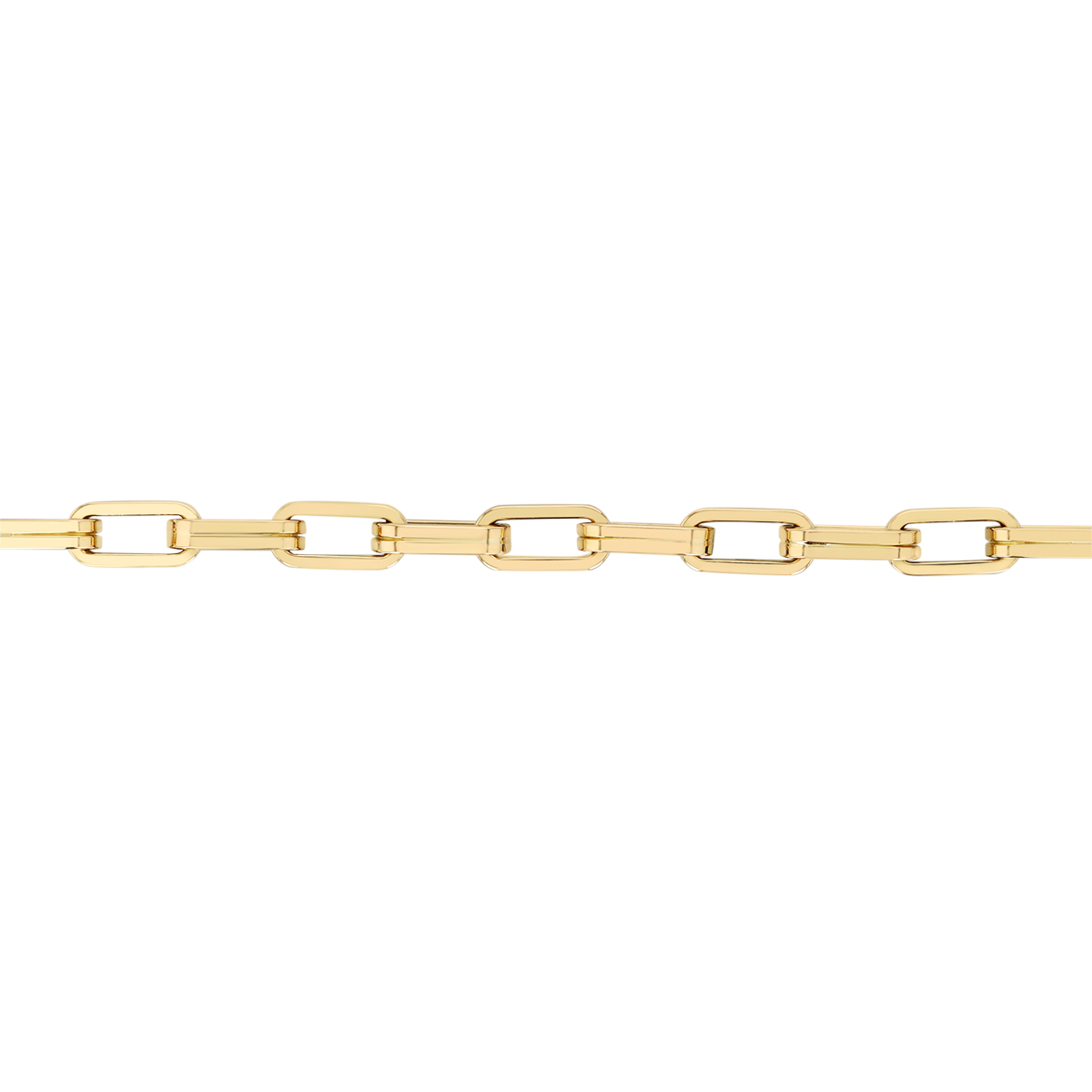 Roberto Coin Yellow Gold Ridged Rectangular Link Chain Bracelet, 7.5
