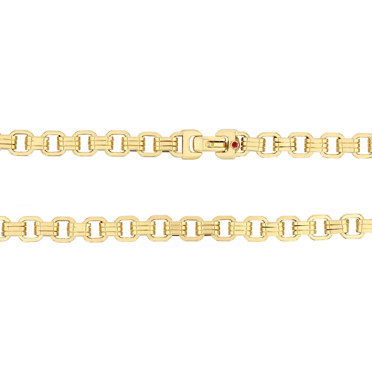 Roberto Coin Yellow Gold Fluted Square Link Necklace