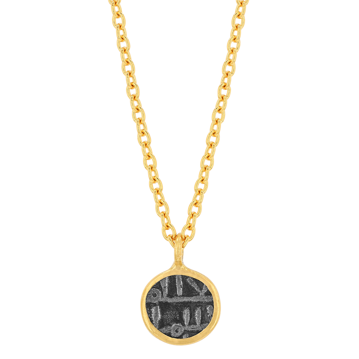 Gurhan Antiquities Yellow Gold  & Black Coin Pendant, 18