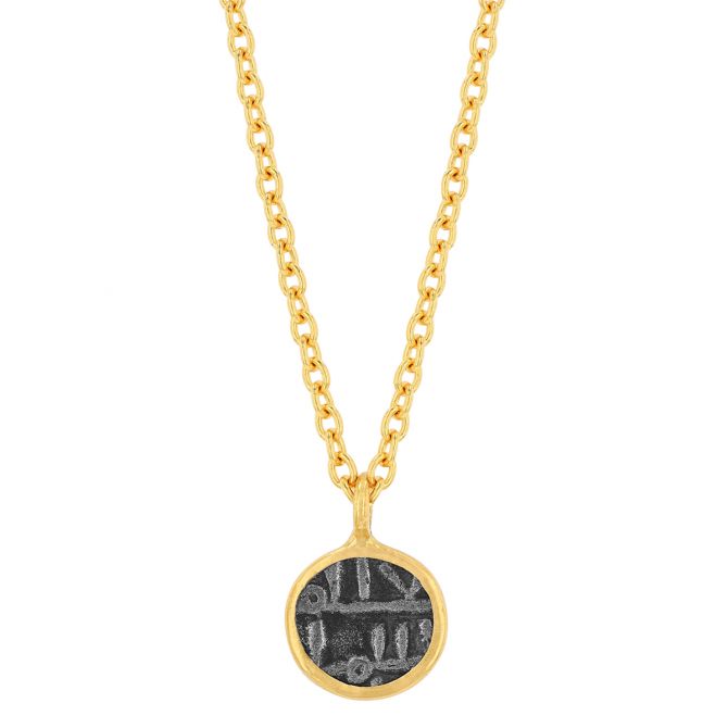 Gurhan Antiquities Yellow Gold  & Black Coin Pendant, 18"