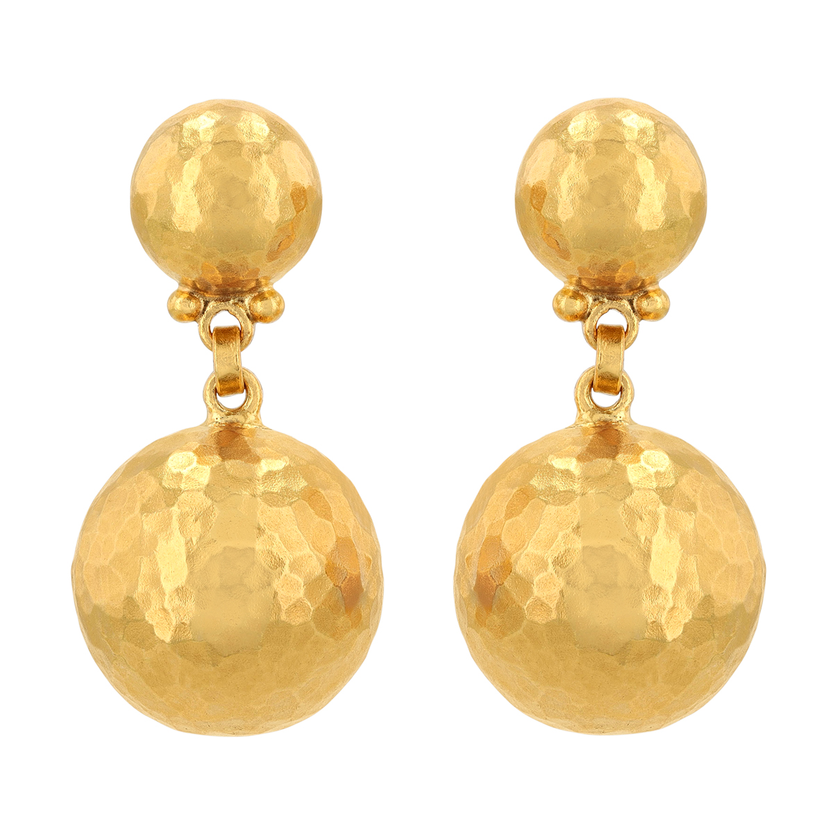 Gurhan Hammered Yellow Gold Ball Dangle Earrings