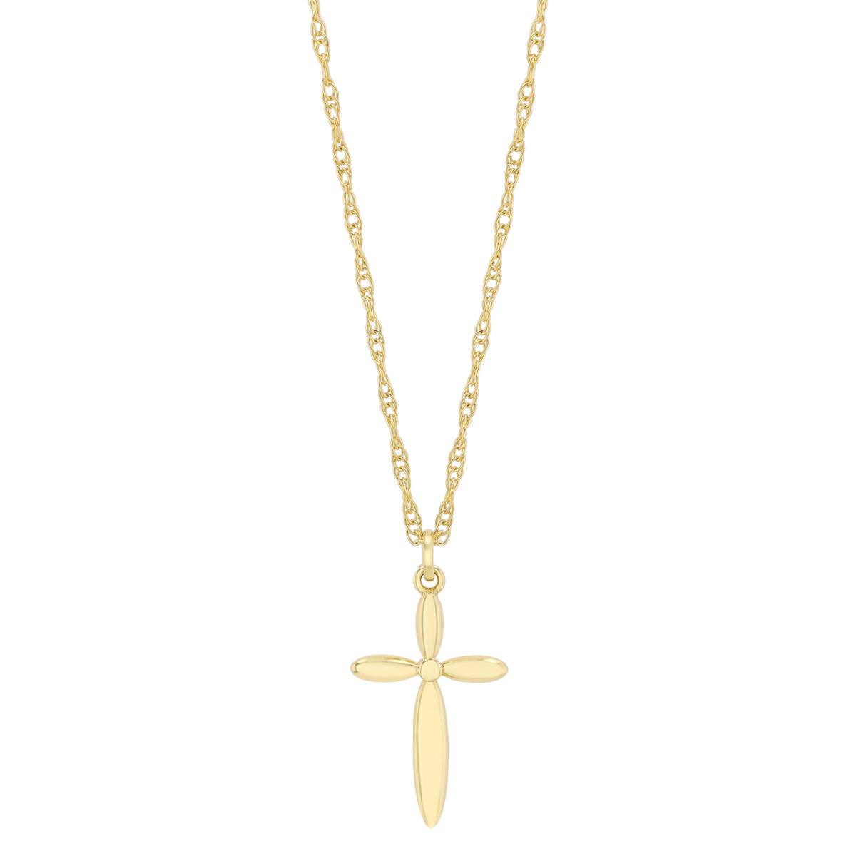 Yellow Gold Rounded Edge Cross Pendant, 18