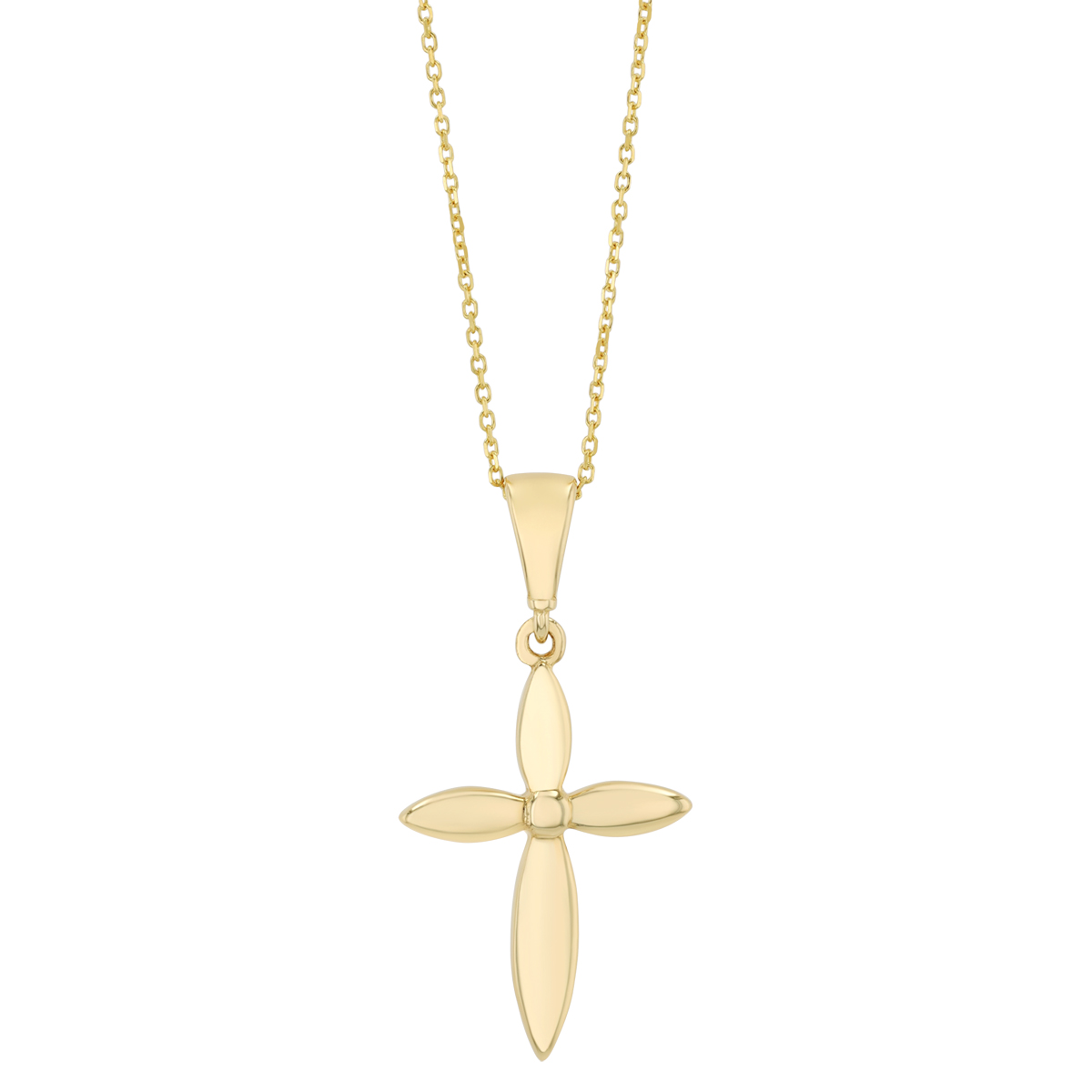 Yellow Gold Rounded Edge Cross Pendant