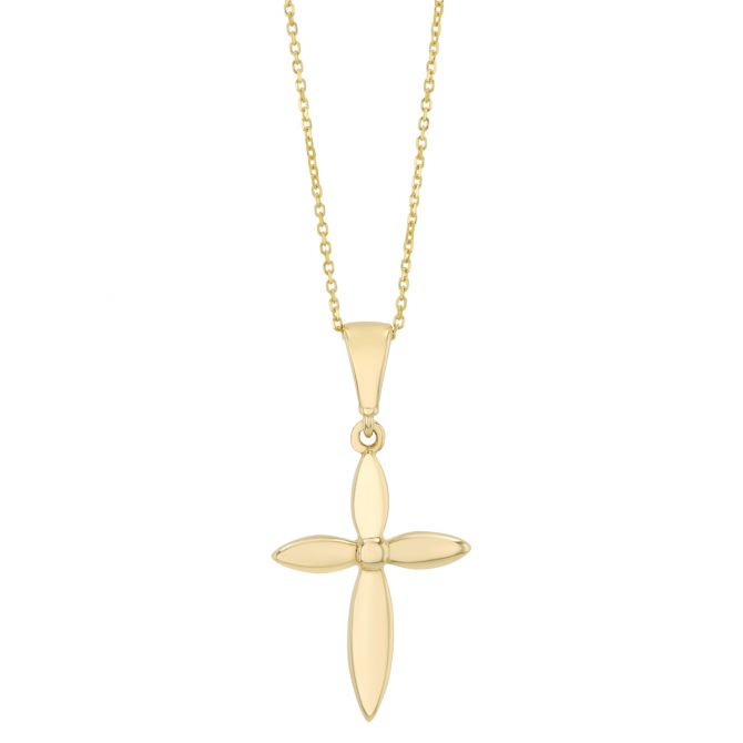 Yellow Gold Rounded Edge Cross Pendant