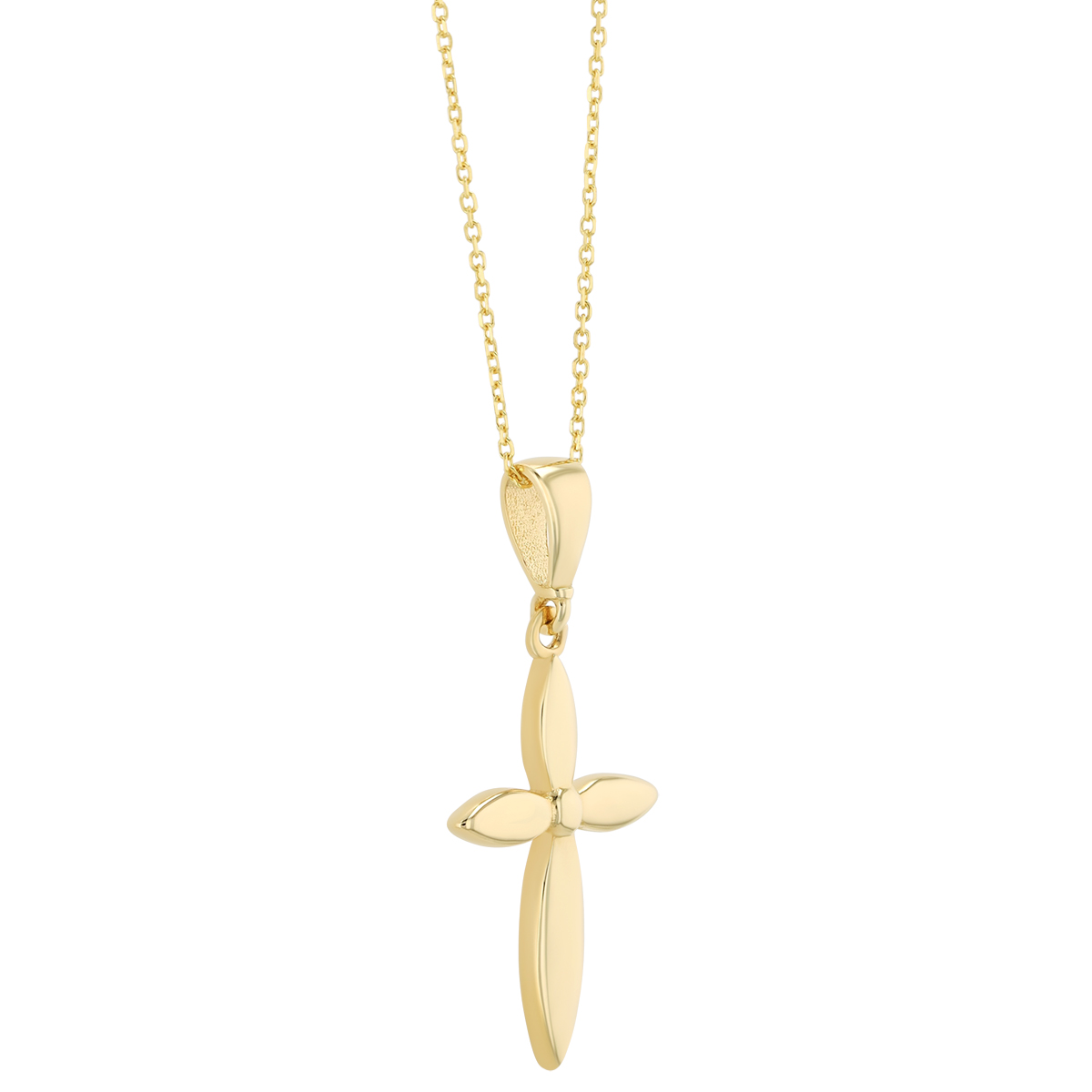 Yellow Gold Rounded Edge Cross Pendant