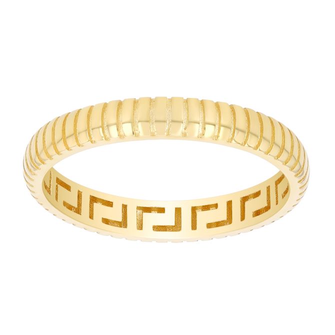 Yellow Gold Ribbed Rounded Edge Stacking Ring, Size 7