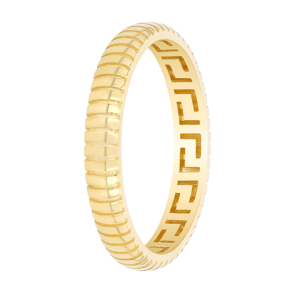 Yellow Gold Ribbed Rounded Edge Stacking Ring, Size 7