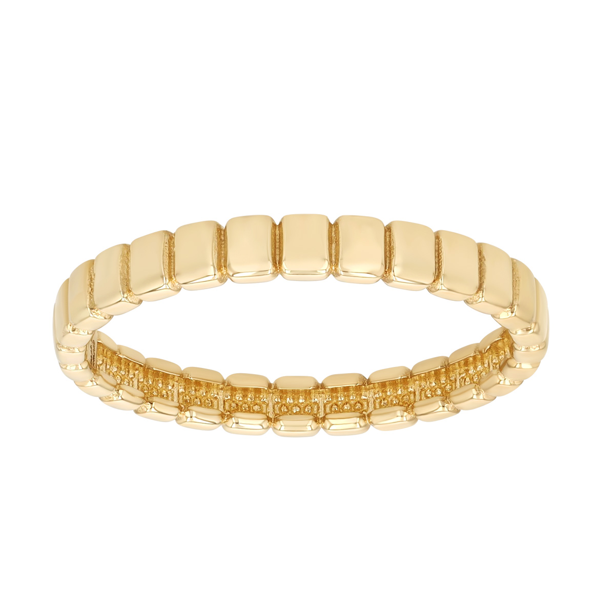 Yellow Gold Square Pattern Stacking Ring, Size 7