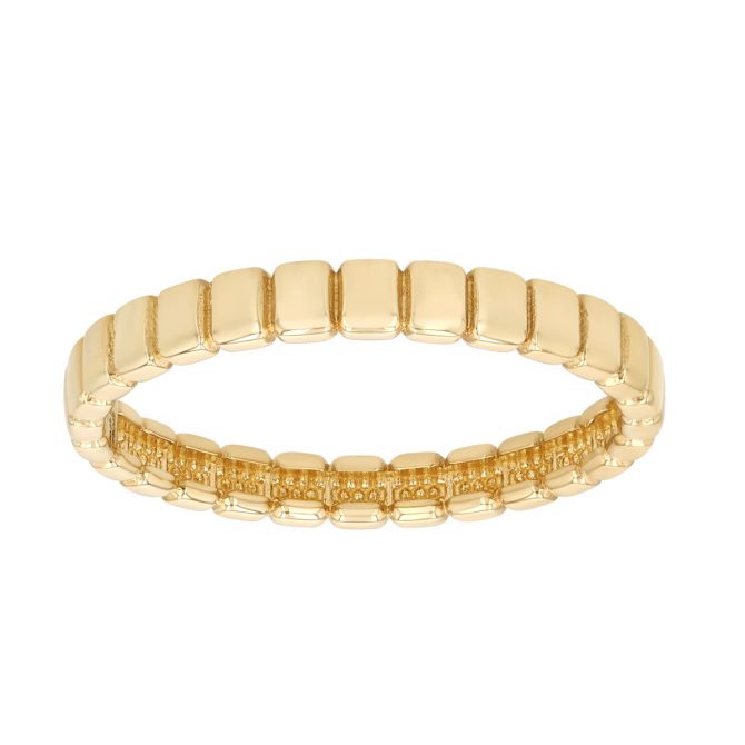 Yellow Gold Square Pattern Stacking Ring, Size 7