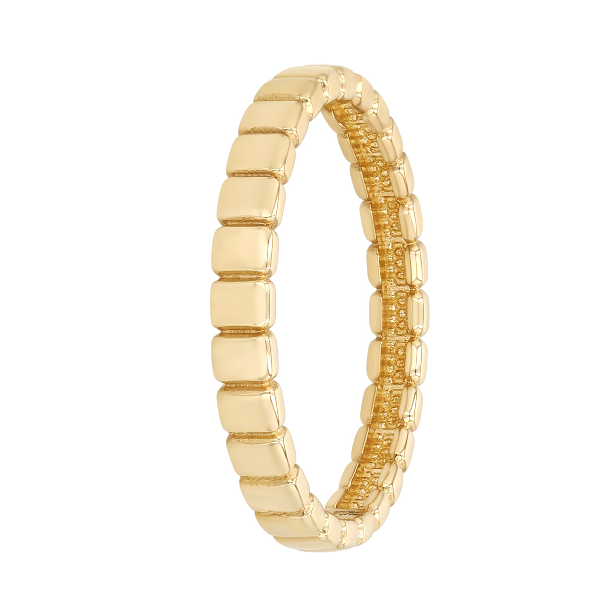 Yellow Gold Square Pattern Stacking Ring, Size 7