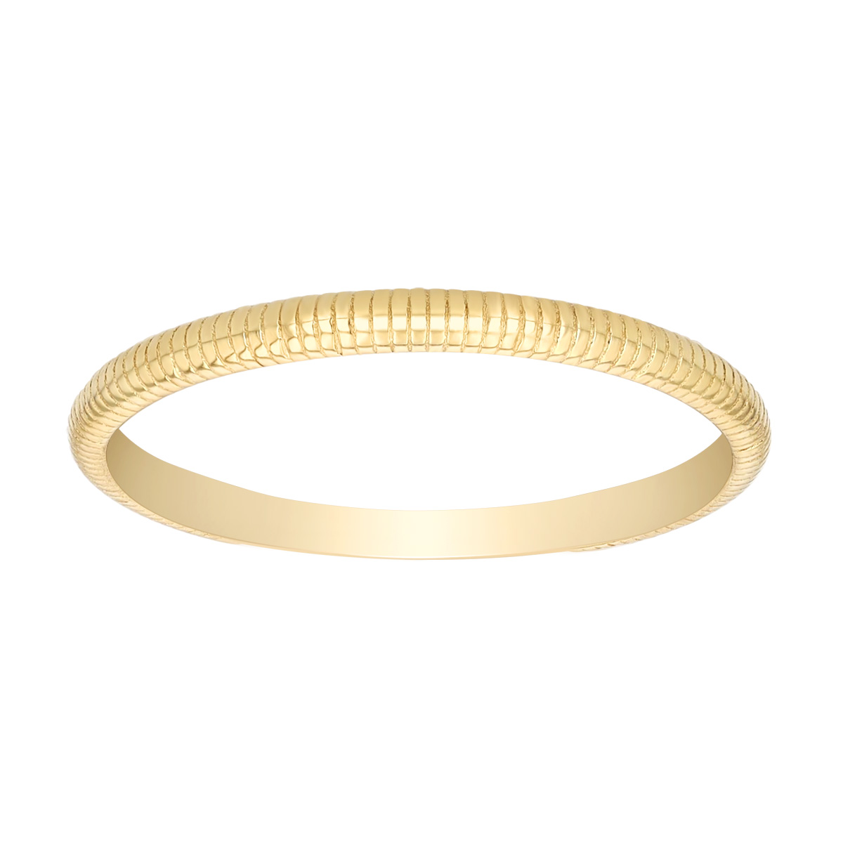 Yellow Gold Ribbed Rounded Edge Stacking Ring
