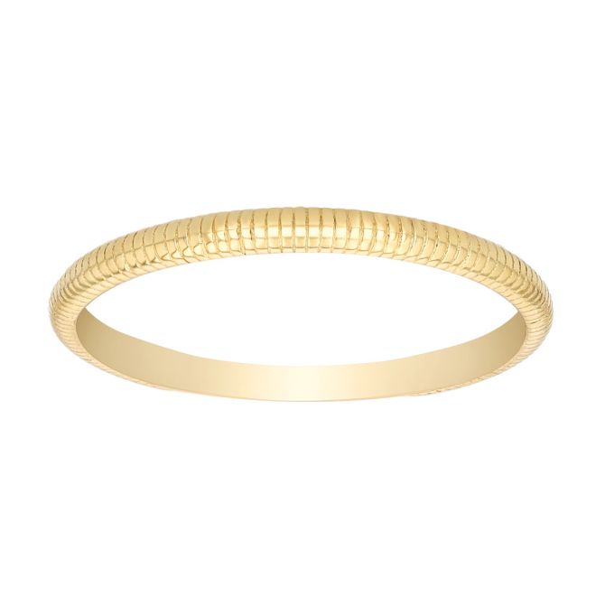 Yellow Gold Ribbed Rounded Edge Stacking Ring