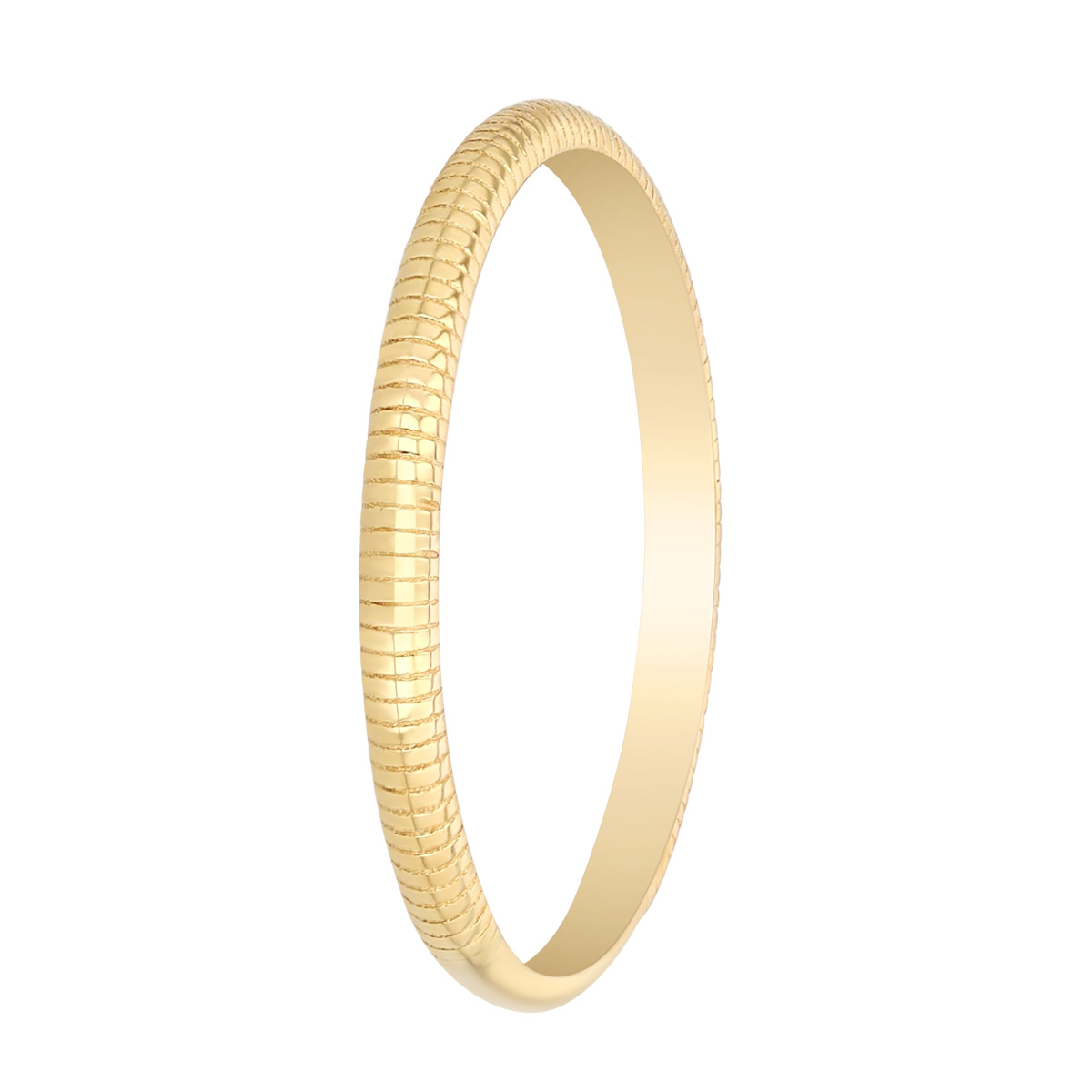 Yellow Gold Ribbed Rounded Edge Stacking Ring