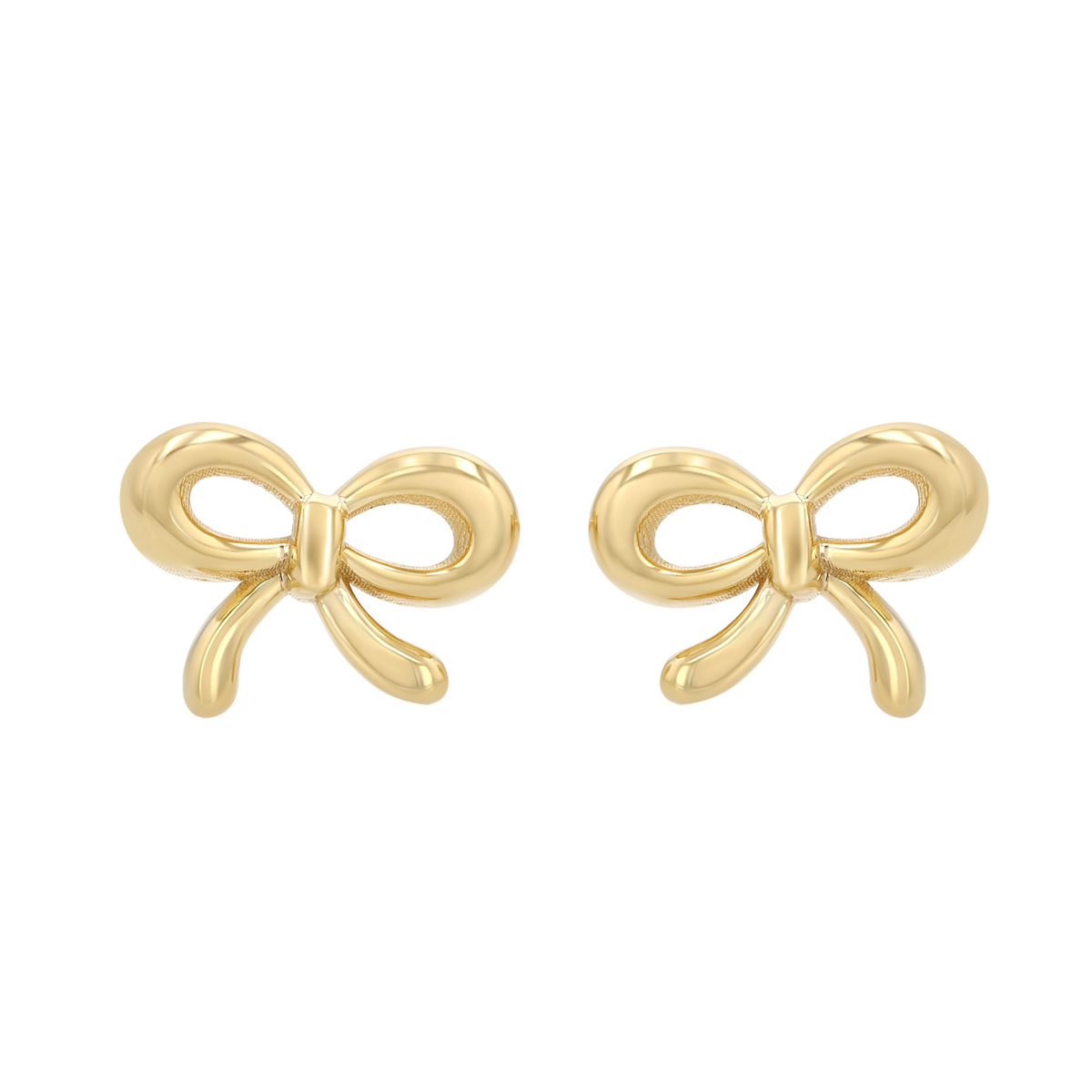 Dainty Yellow Gold Bow Stud Earrings
