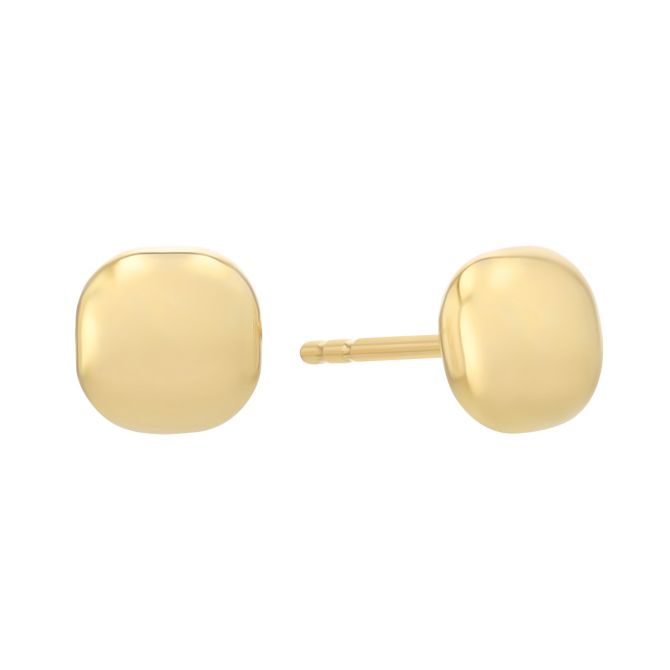 Dainty Yellow Gold Cushion Shape Stud Earrings