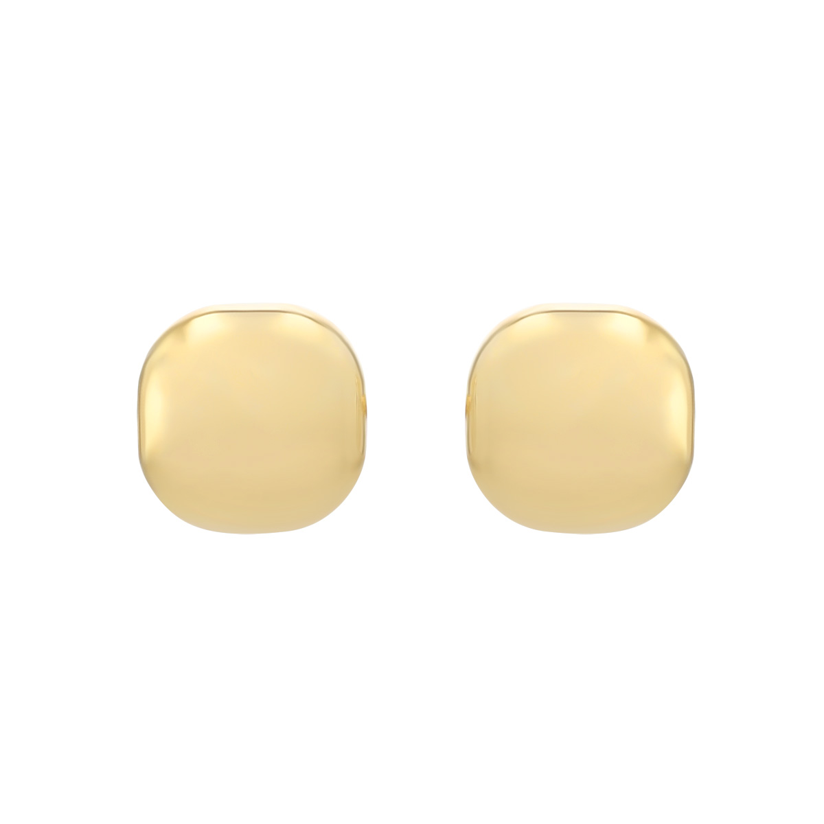 Dainty Yellow Gold Cushion Shape Stud Earrings