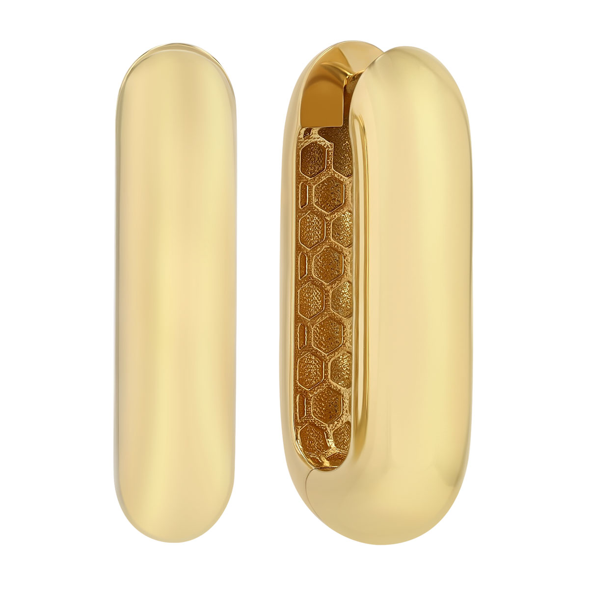 Yellow Gold Rounded Oval Hoop Earrings