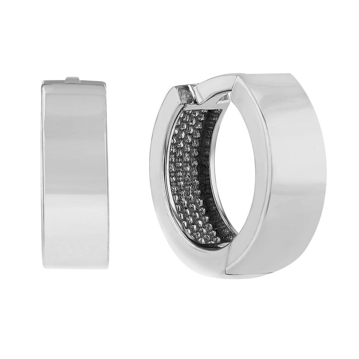 White Gold Square Edge Huggie Hoop Earrings, 10.5 mm