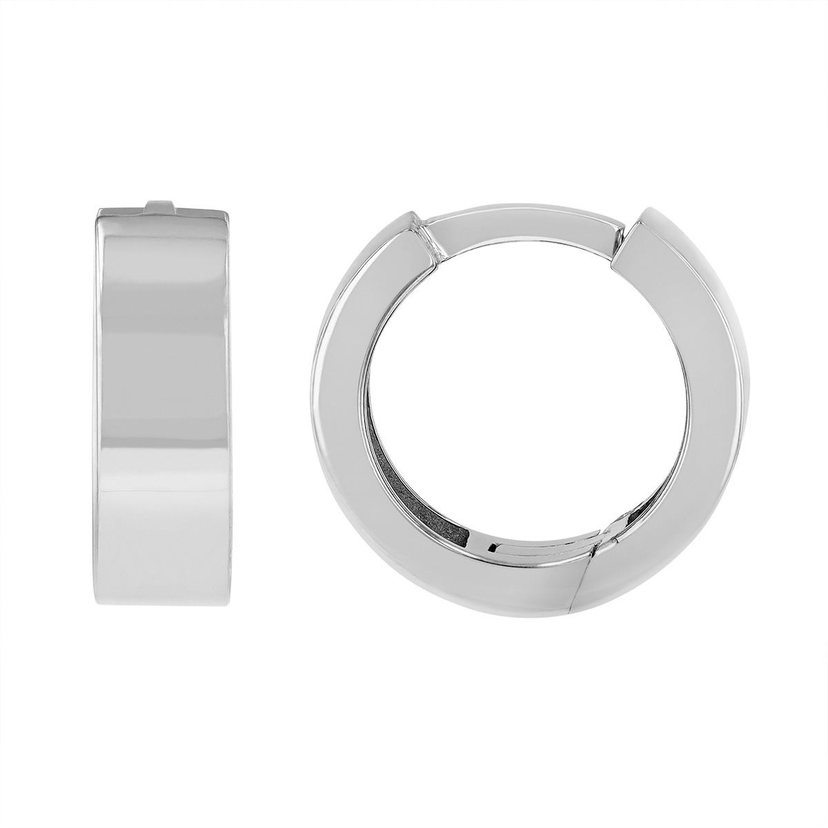 White Gold Square Edge Huggie Hoop Earrings, 10.5 mm