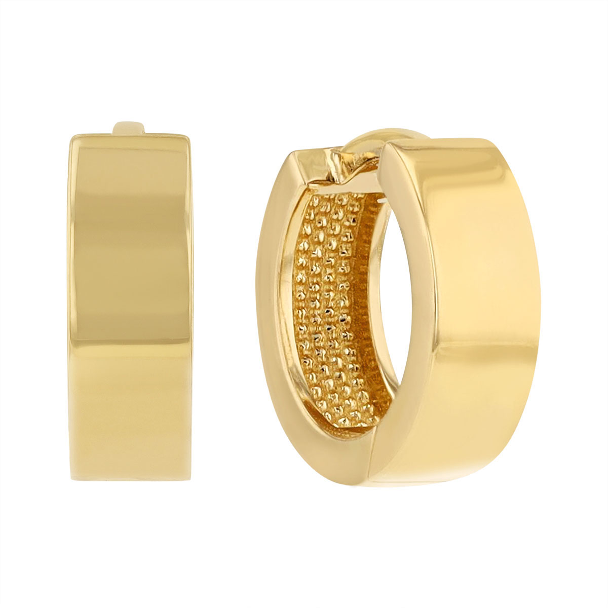 Yellow Gold Square Edge Huggie Hoop Earrings, 10.5 mm